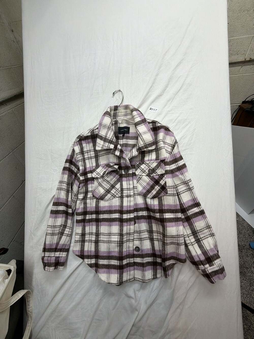 Love Tree Plaid Shacket Size S Purple Brown